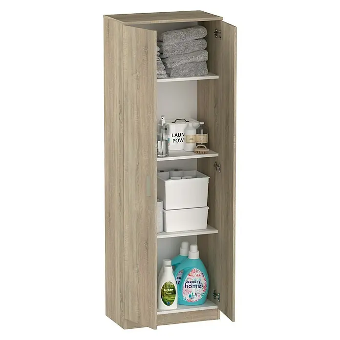 Muebles Pitarch Armario multiuso Tibet - L x An x Al: 35 x 60 x 180 cm, Roble cambrian - Vista angular