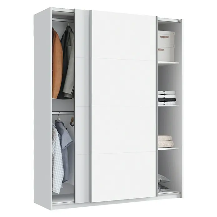 Muebles Pitarch Armario con puertas correderas Onix - L x An x Al: 62 x 150 x 200 cm, Blanco - Vista angular