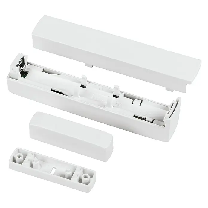 Homematic IP Funk-Fensterkontakt HmIP-SWDM - Weiß, Batteriebetrieben, 25 x 102 x 18 mm - Die Einzelteile eines weißen magnetischen Türkontakts für Alarmanlagen, ideal zur Sicherung Ihres Zuhauses. Einfache Installation.