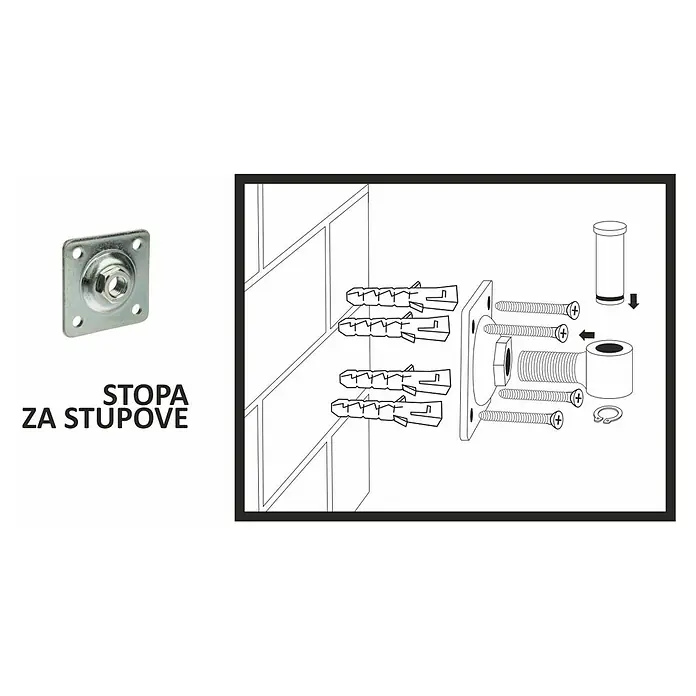 Polbram Držač stupa - D x Š: 80 x 80 mm - Skica