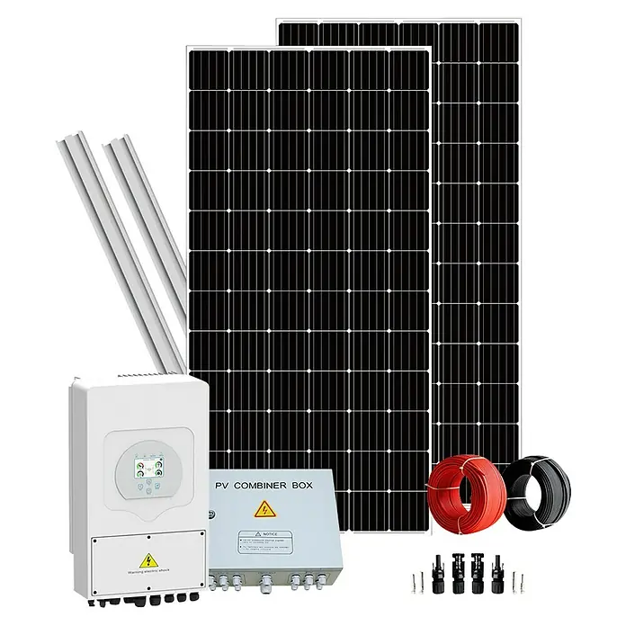 Photovoltaik-Anlage Komplettset für Flachdächer - Maximale Leistung 3,2 kWp, Fläche 16 m² - Vorderansicht