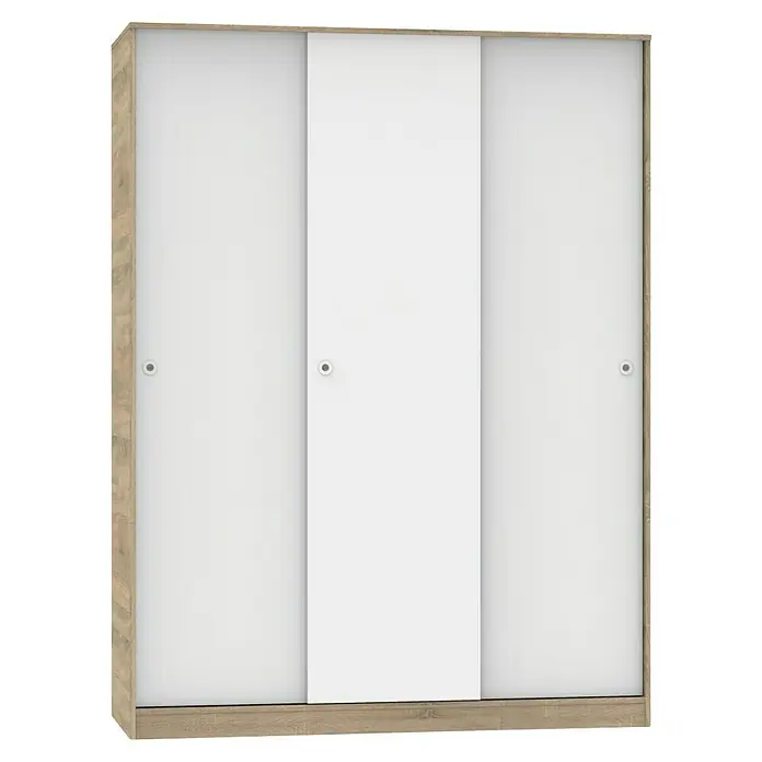 Muebles Pitarch Armario con puertas correderas Tibet - L x An x Al: 55 x 150 x 200 cm, Blanco/Roble cambrian - Vista angular
