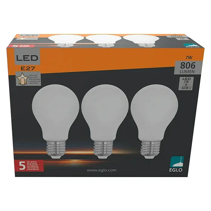 Eglo LED-Leuchtmittel-Set - E27, 7 W, A60, 806 lm - Vorderansicht