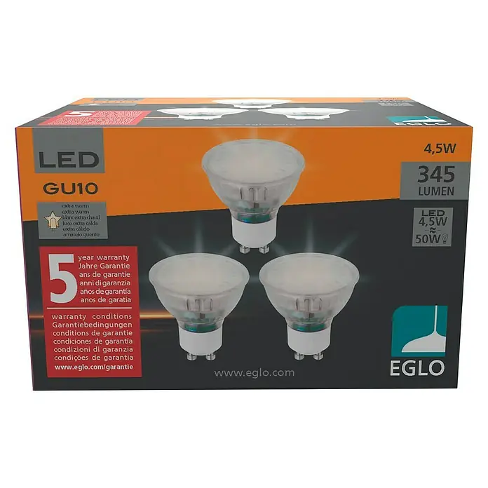 Eglo LED-Leuchtmittel-Set - GU10, 4,5 W, 345 lm - Vorderansicht