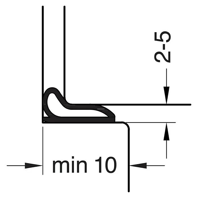 Primo Universaldichtung Densa 25 - Grau, 6 m, Passend für: Spaltenbreite 2 – 5 mm - Skizze