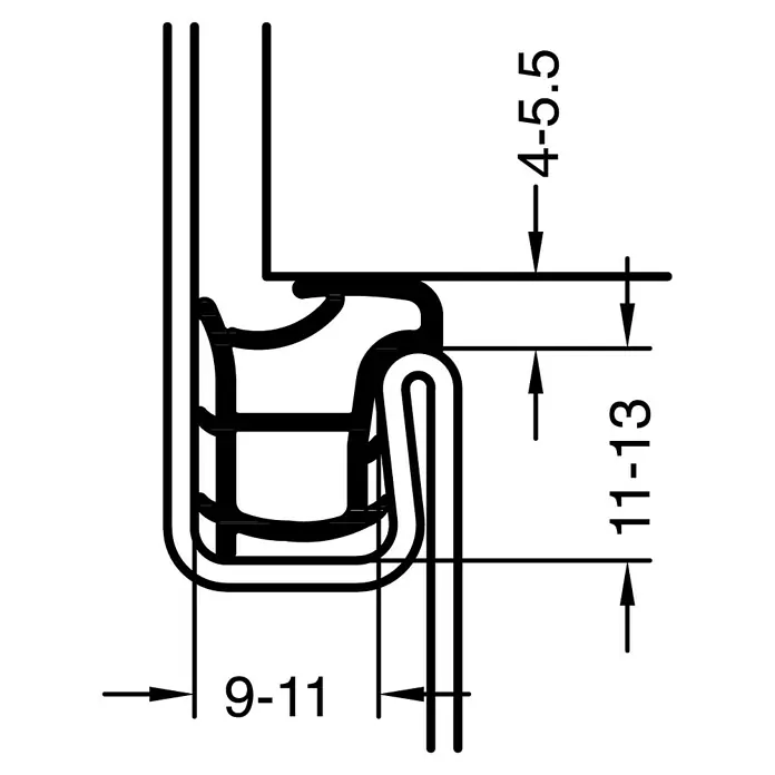 Primo Türdichtung Ferrum 911 - Weiß, 5 m, Passend für: Nutbreite 9 – 11 mm - Skizze