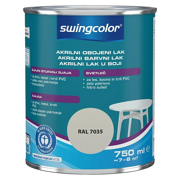 swingcolor Lak u boji 2u1 - Boja: Mišja siva, 750 ml - Pogled sprijeda