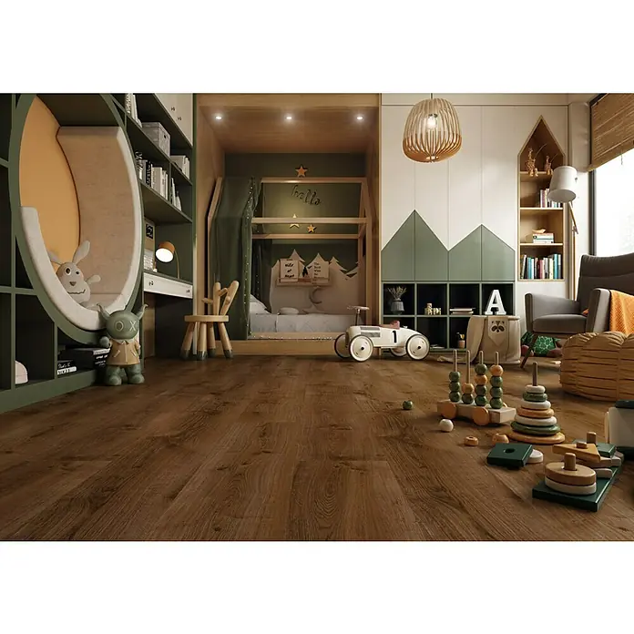 LOGOCLIC Laminado Roble Arábica - 1.380 x 193 x 7 mm, AC4 - Foto ambiente