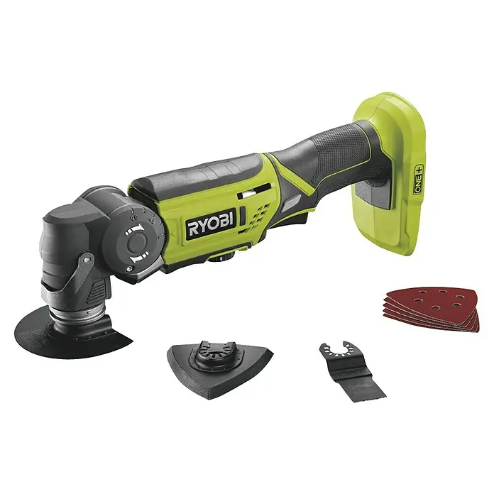 Ryobi ONE+ Akku-Multifunktionswerkzeug R18MT-0 - 18 V, Li-Ionen, Ohne Akku, Leerlaufdrehzahl: 10.000 U/min - 20.000 U/min - Diagonale Ansicht