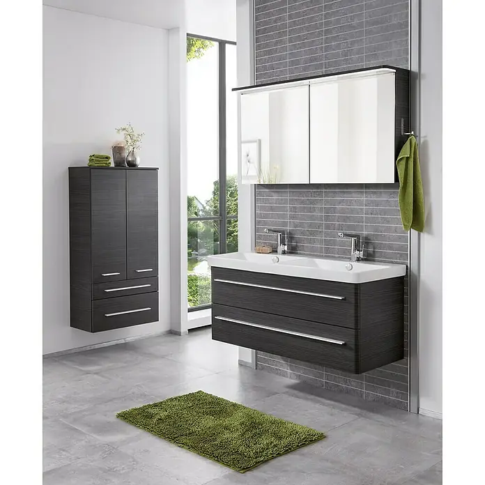Modern 3.0 Waschtischunterschrank - 116 x 49 x 48,7 cm, 2 Schubkästen, Darkoak, Matt - Stimmungsaufnahme