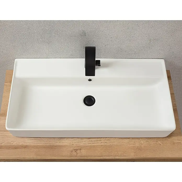 Aufsatzwaschbecken Vaida - L x B x H: 81 x 41 x 14,2 cm, Weiß, Keramik - Stimmungsaufnahme