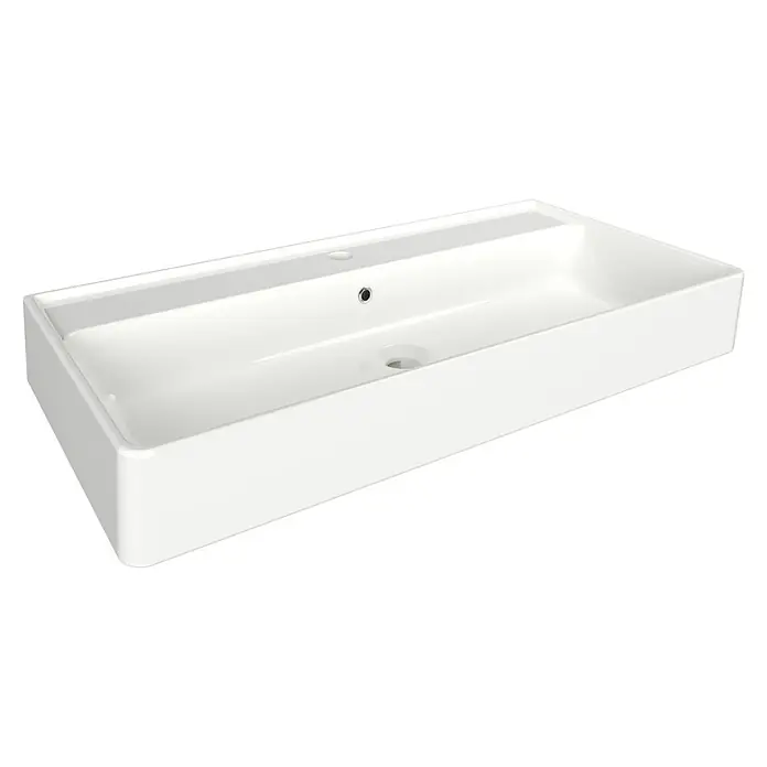 Aufsatzwaschbecken Vaida - L x B x H: 81 x 41 x 14,2 cm, Weiß, Keramik - Diagonale Ansicht