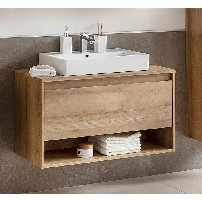 Waschtischunterschrank Natura - L x B x H: 93,4 x 45,5 x 52,3 cm, Ast-Eiche Dekor, Holzoptik - Stimmungsaufnahme