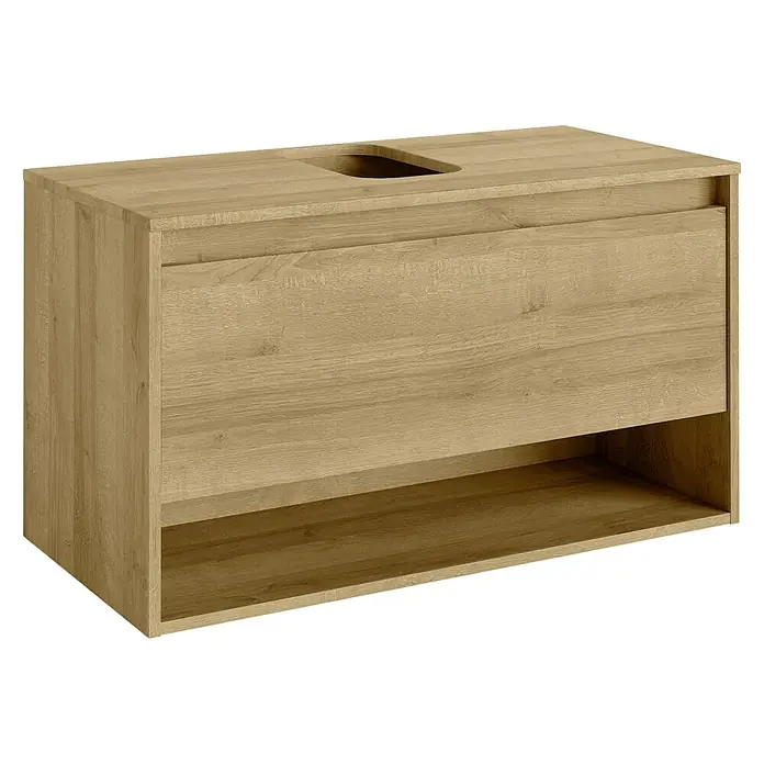 Waschtischunterschrank Natura - L x B x H: 93,4 x 45,5 x 52,3 cm, Ast-Eiche Dekor, Holzoptik - Diagonale Ansicht