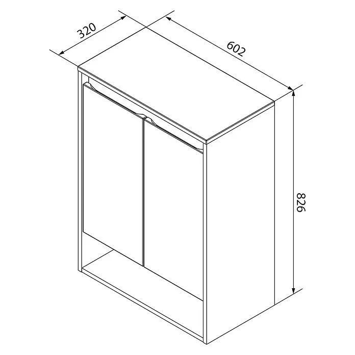 Hängeschrank Natura - 60,2 x 32 x 82,6 cm, Ast-Eiche Dekor - Skizze
