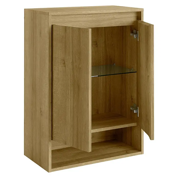 Hängeschrank Natura - 60,2 x 32 x 82,6 cm, Ast-Eiche Dekor - Diagonale Ansicht