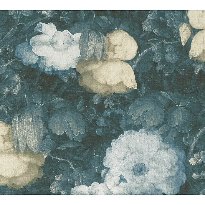 AS Creation Metropolitan Stories Vliestapete Aquarell-Blume - Blau/Creme, Floral, 10,05 x 0,53 m - Detailaufnahme