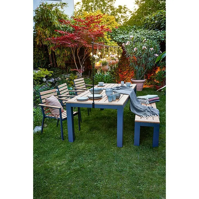 Sunfun Vrtna klupa - Š x D x V: 195 x 40 x 45 cm, Prirodno smeđe boje, Antracit - Živopisni prikaz