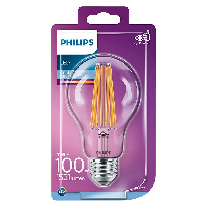 Philips Bombilla LED Vintage - 10 W, E27, Color de luz: Blanco frío, No regulable, Redonda