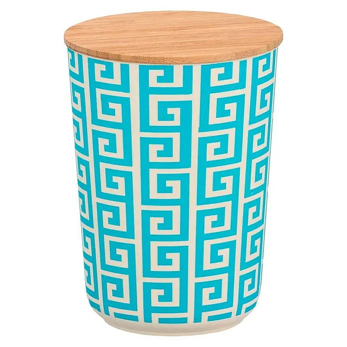 Wenko Bote de cocina Edge 0,7 l - L x An x Al: 10,5 x 10,5 x 14,5 cm, Bambú, Azul
