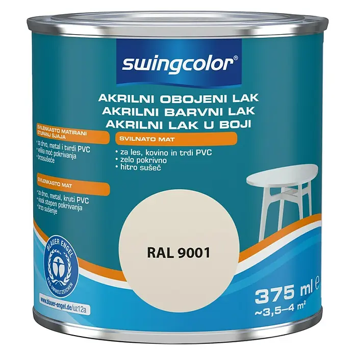 swingcolor Akrilni lak 2u1 - 375 ml, Svilenkasti mat - Pogled sprijeda