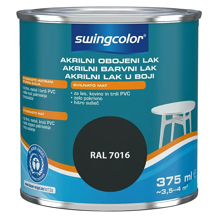 swingcolor Lak u boji 2u1 - Boja: Antracit siva, 375 ml - Pogled sprijeda