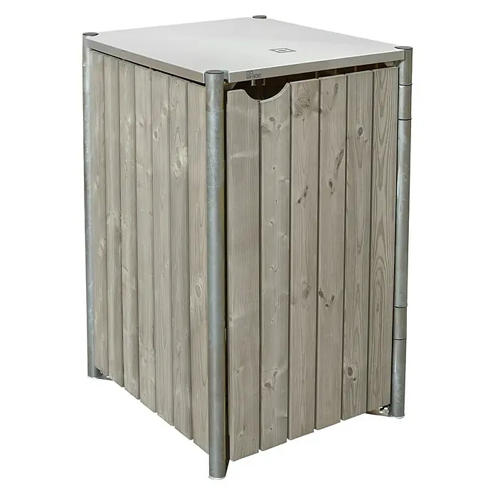 Hide Mülltonnenbox - 63,4 x 60,4 x 115,2 cm, Passend für: 1 Mülltonne 110 - 140 l, Holz, Natur/Grau - Rechte Seitenansicht
