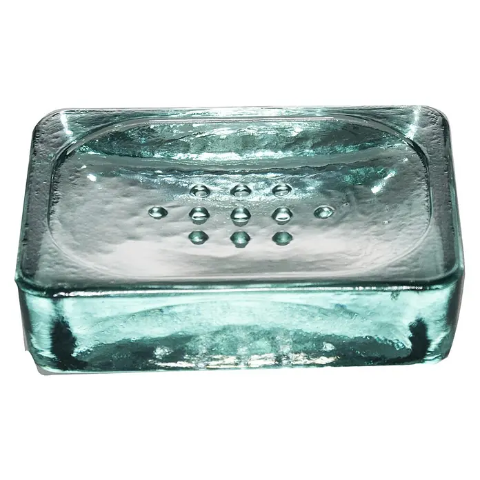 Seifenschale - L x B x H: 12,5 x 9,3 x 3 cm, Glas, Klar, Bronze - Diagonale Ansicht