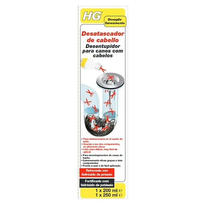 HG Desatascador líquido de cabello - 450 ml, Botella - Embalaje del producto