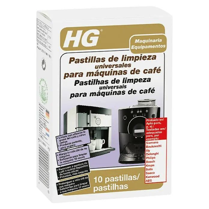HG Pastillas para limpieza de cafeteras - 10 uds. - Vista angular