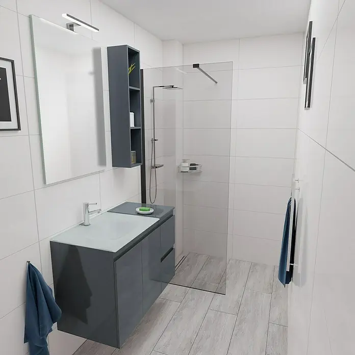 Camargue Espacio Badmöbel-Set H24 - 90 cm, Gama anthrazit matt - Stimmungsaufnahme