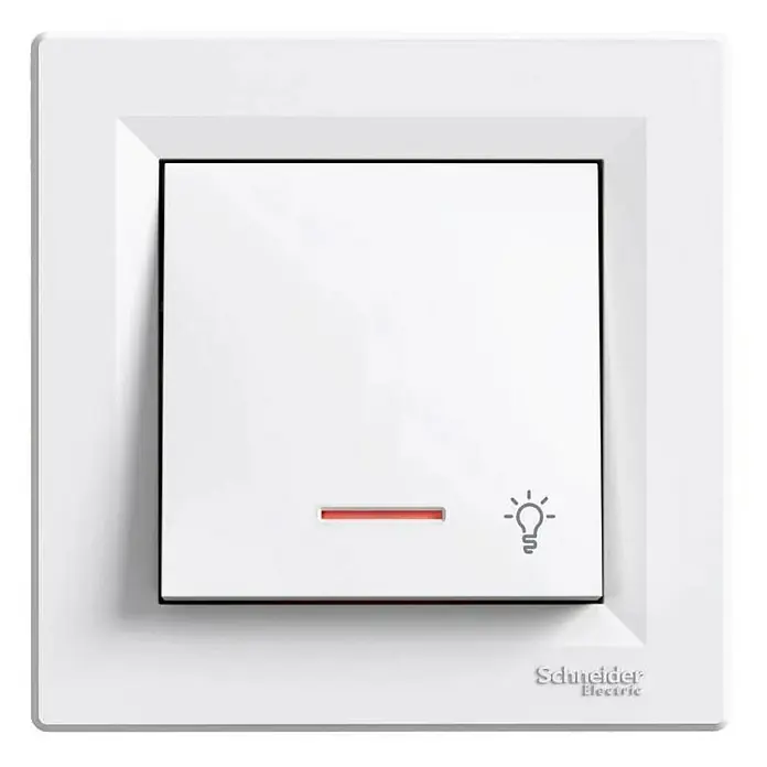 Schneider Electric Tipkalo za svijetlo Asfora - Bijele boje, 10 A, Podžbukno - Pogled sprijeda