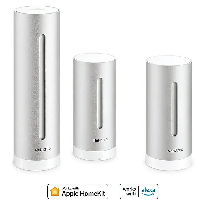 Netatmo Estación meteorológica inalámbrica con módulo interior - Indicador de medición digital, Plateado, 4,5 x 4,5 x 15,5 cm - Información del producto