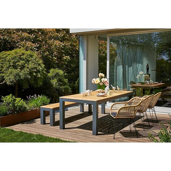 Sunfun Vrtni stol Lynn - D x Š: 220 x 100 cm, Akacija, Tikovina smeđe boje, Antracit - Živopisni prikaz