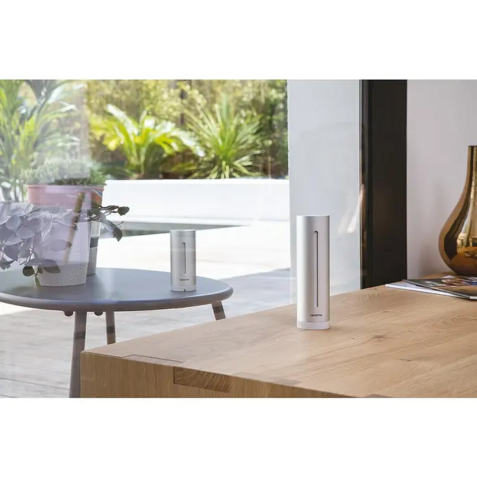 Netatmo Estación meteorológica inalámbrica con módulo interior - Indicador de medición digital, Plateado, 4,5 x 4,5 x 15,5 cm - Foto ambiente