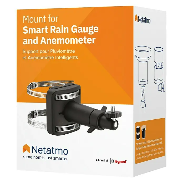 Netatmo Soporte - Específico para: Pluviómetro o pluviómetro Netatmo, L x An x Al: 12,7 x 7,62 x 10,16 cm - Vista angular