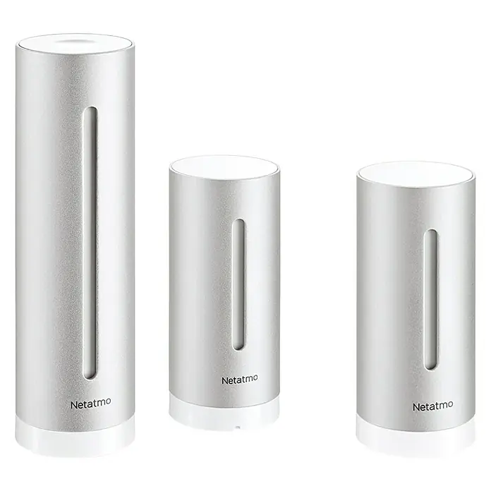 Netatmo Estación meteorológica inalámbrica con módulo interior - Indicador de medición digital, Plateado, 4,5 x 4,5 x 15,5 cm - Vista frontal