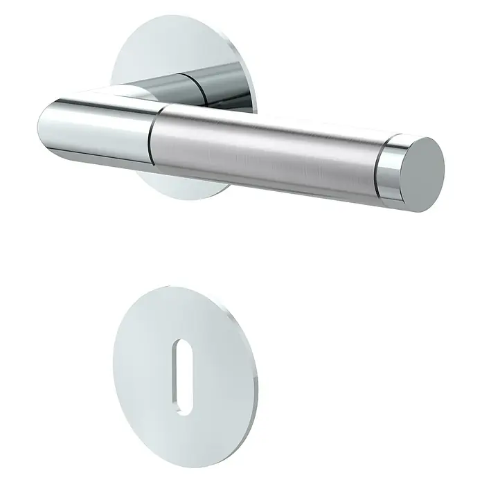 Diamond Doors Design Zimmertürgarnitur Oregon - Türstärke: 40 mm - 45 mm, Buntbart BB, Edelstahl, L-Form - Diagonale Ansicht