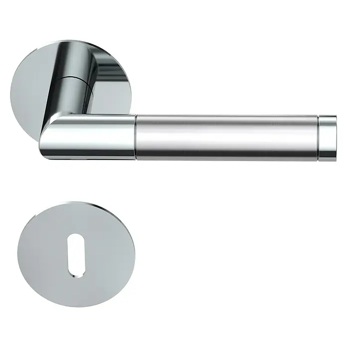 Diamond Doors Design Zimmertürgarnitur Oregon - Türstärke: 40 mm - 45 mm, Buntbart BB, Edelstahl, L-Form - Vorderansicht