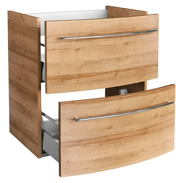 Camargue Excelsior Waschtischunterschrank - 59,2 x 44,1 x 63 cm, 2 Schubkästen, Berg Eiche, Matt - Linke Seitenansicht