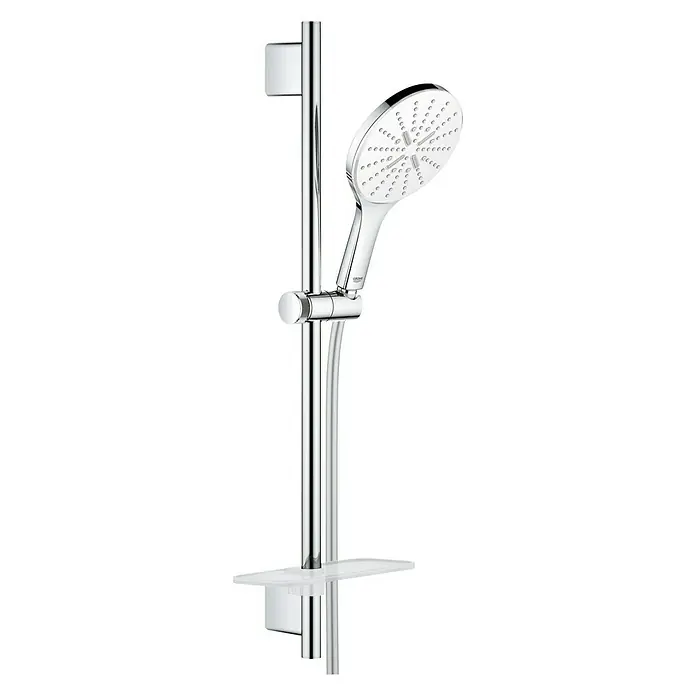 Grohe Conjunto de ducha Vitalio SmartActive Cube 150 - Distancia entre orificios: 57 cm - 63 cm, Tipos de chorro: Rain, Jet y Active Massage, Cromo - Vista angular