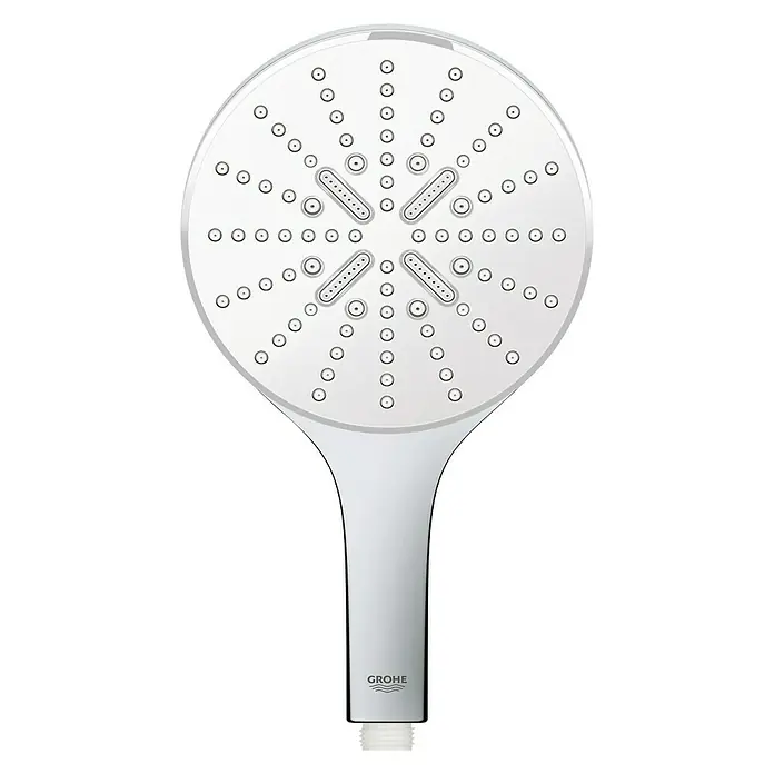 Grohe Conjunto de ducha Vitalio SmartActive Cube 150 - Distancia entre orificios: 57 cm - 63 cm, Tipos de chorro: Rain, Jet y Active Massage, Cromo - Vista ascendente