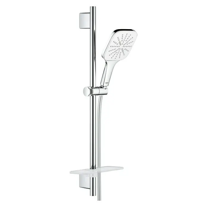 Grohe Conjunto de ducha Vitalio SmartActive Cube 130 - Distancia entre orificios: 57 cm - 63 cm, Tipos de chorro: Rain, Jet y Active Massage, Cromo - Vista angular