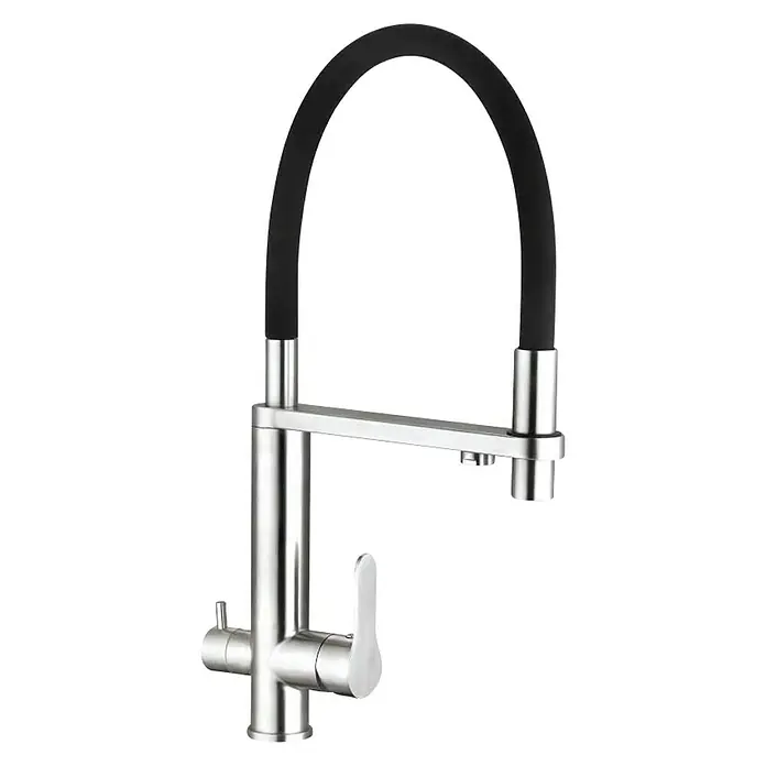 Grifo de cocina Osmosis Flex Diven - Cromo/Negro, Brillante, Grifo extraíble - Vista angular