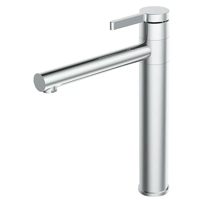 Grifo de cocina Aries - Cromo, Satinado, Caño alto - Vista angular