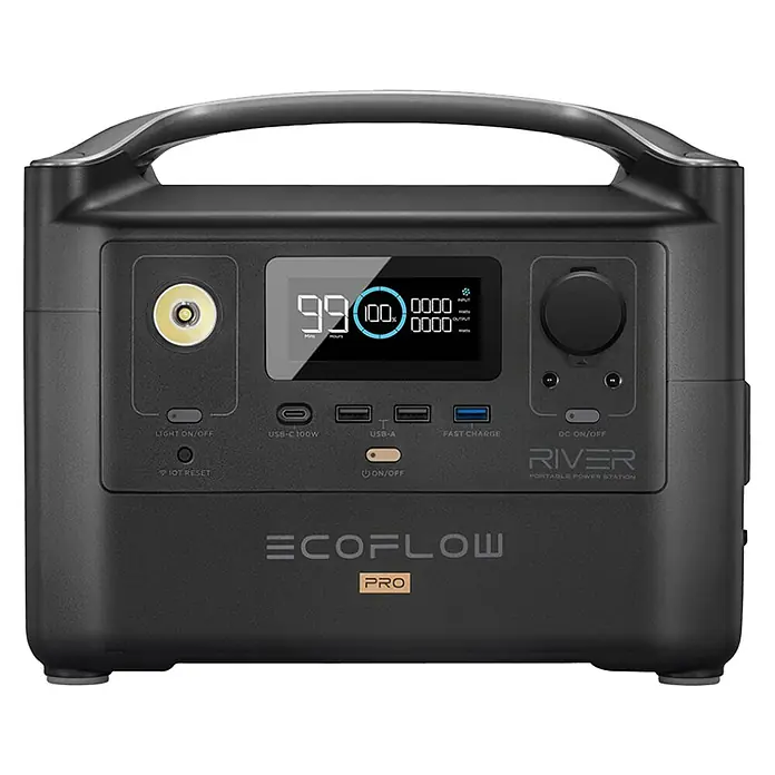 EcoFlow Prijenosna energetska stanica River 600 Pro - 720 Wh, 600 W - Pogled sprijeda