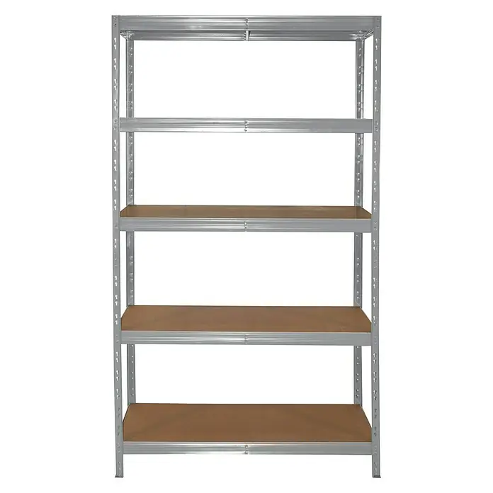 Metall-Schwerlastregal - L x B x H: 50 x 100 x 200 cm, 300 kg/Boden, Anzahl Böden: 5 Stk., Grau - Vorderansicht