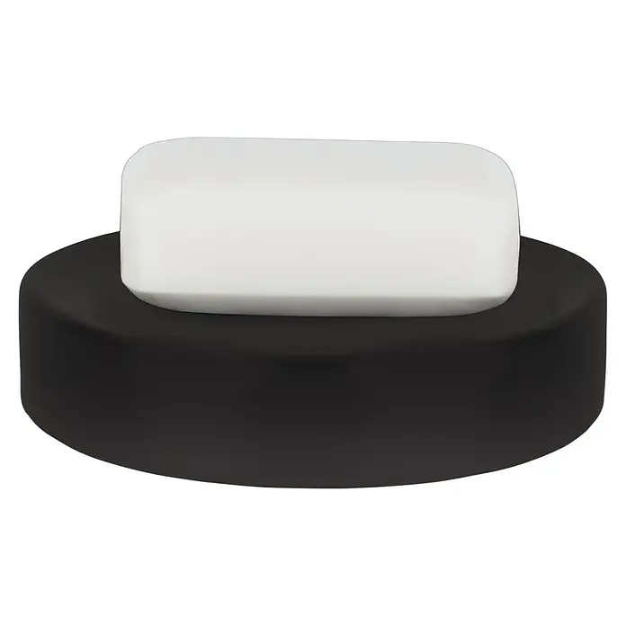 Spirella Seifenschale Tube - Ø x H: 11 x 2,6 cm, Keramik, Schwarz Matt - Vorderansicht