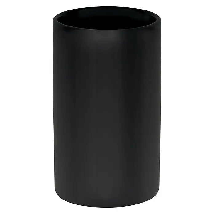 Spirella Zahnputzbecher Tube - Ø x H: 7 x 11,5 cm, Keramik, Schwarz Matt - Vorderansicht