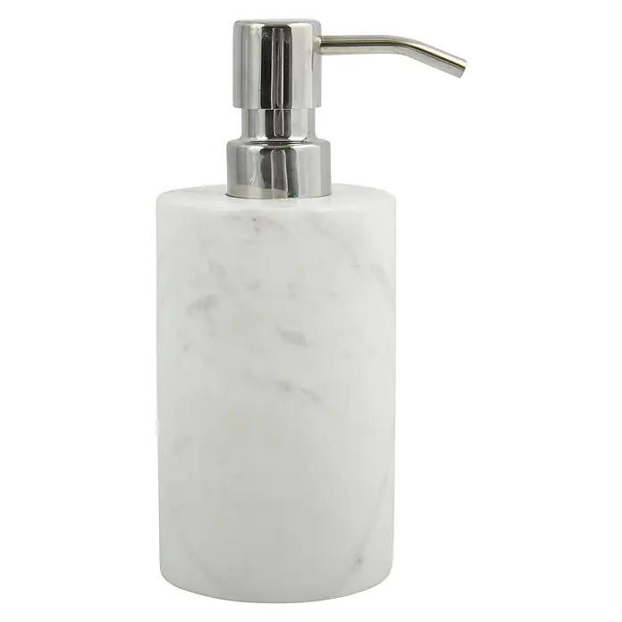 Spirella Seifenspender Sana - Ø x H: 7,2 x 17,7 cm, 300 ml, Marmor, Weiß - Vorderansicht